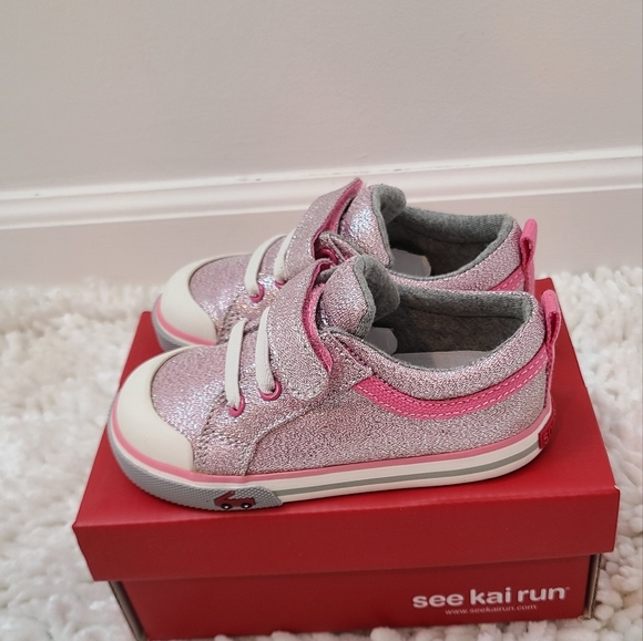 NIB See Kai Run Kristin Pink Glitter Sneakers for Kids - Picture 4 of 7